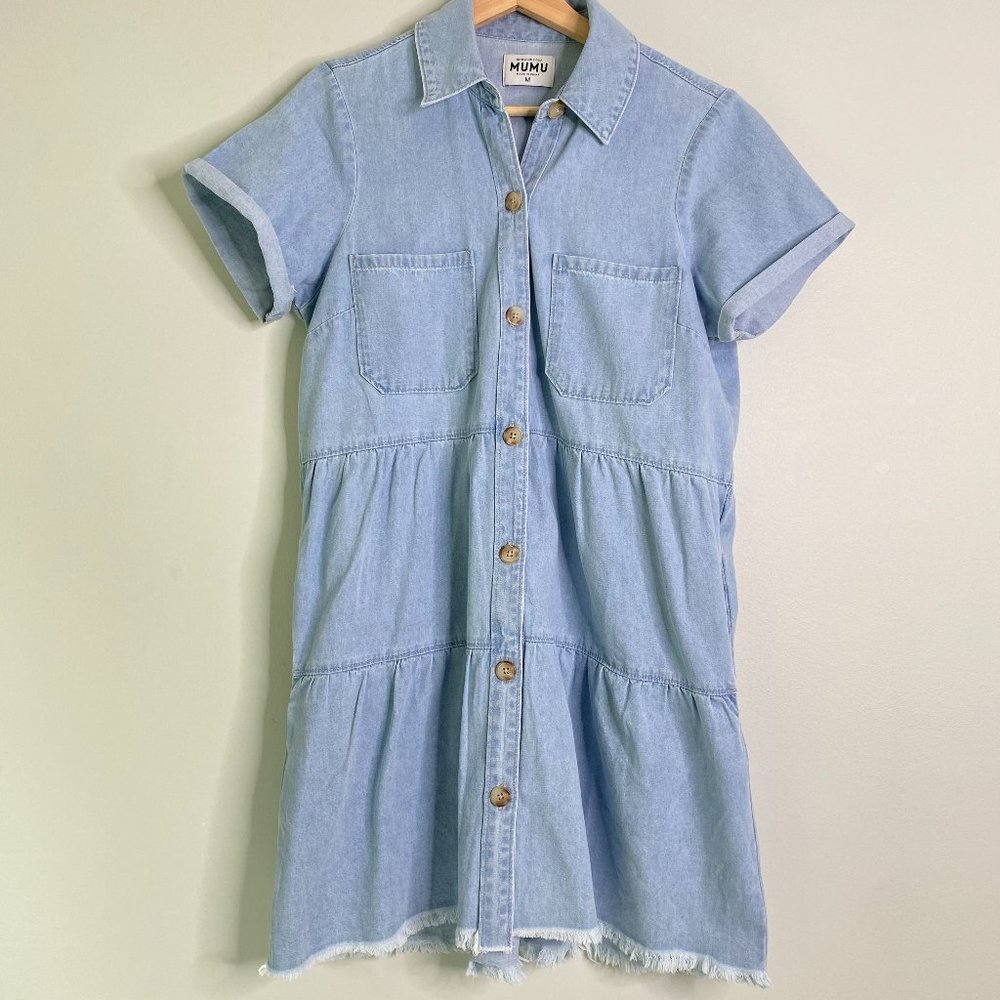 Show Me Your MuMu Light Blue Denim Button-Front Mini Dress - Picture 2 of 11